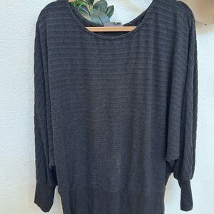 Saturday Sunday Anthropologie Gray Ribbed Velour Shawna Hacci Sweater Top Cozy L